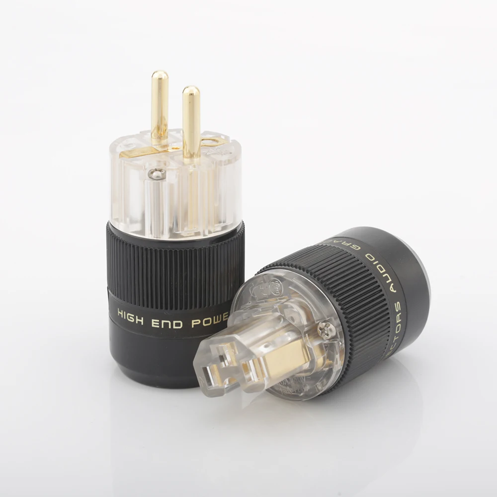 

One Pair GET+GCT 24K Gold Plated EU European Schuko Power Connector IEC Plug