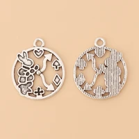 50pcslot tibetan silver rabbit poker clock alice in wonderland charms pendants for necklace bracelet making accessories