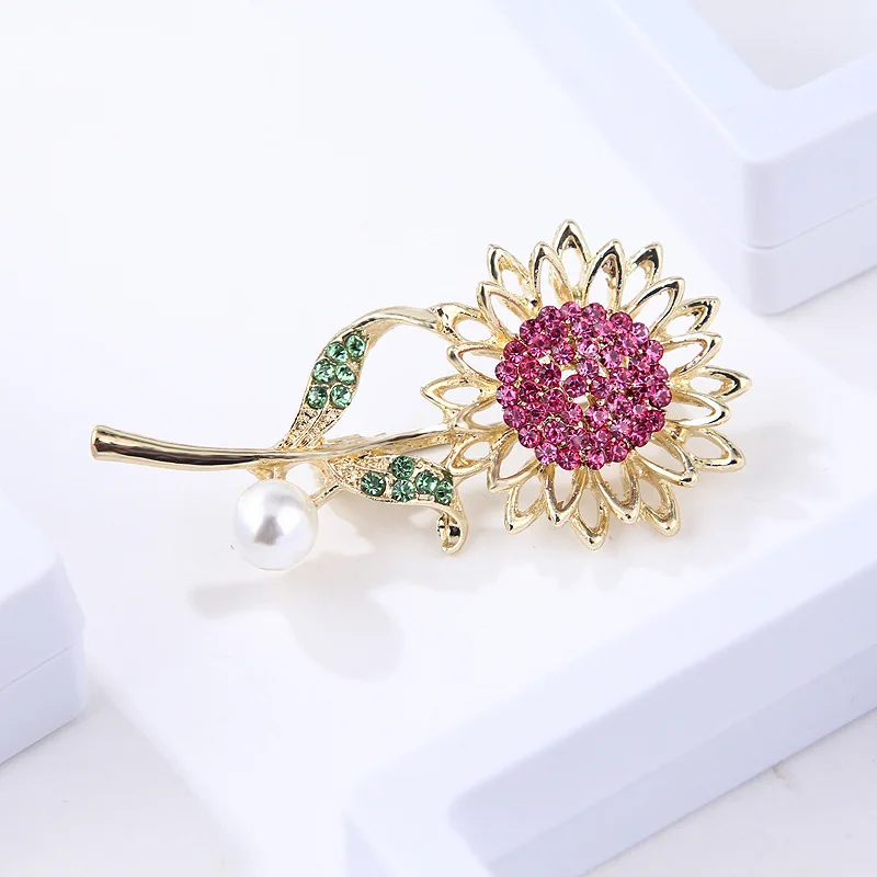 Rhao розово-красная брошь в виде подсолнуха стразы женские универсальные