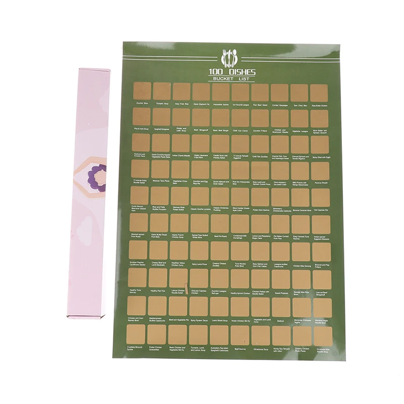 

100 List Scratch Menu Poster Delicious Food Wall Hanging Decorative Painting Artistic Icons Great Gift