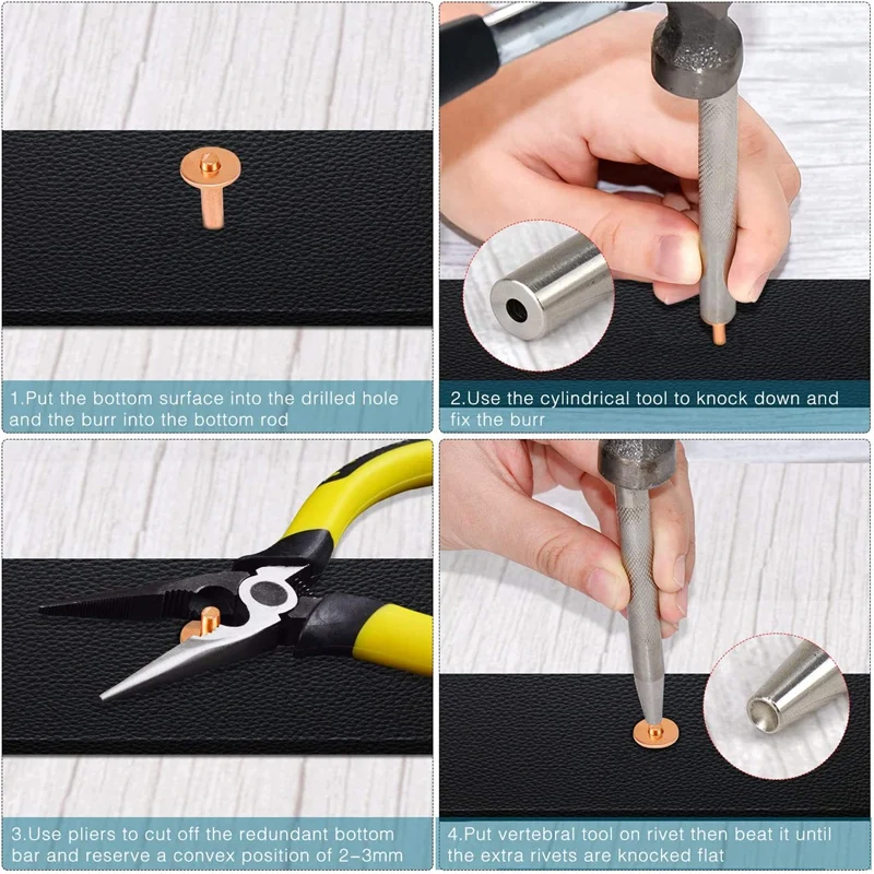 

20Pack Copper Rivets and Burrs (14mm and 19mm) with 2Pcs Punch Rivet Tool for Belts, Bags, Collars, Leather-Crafting