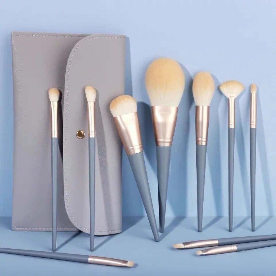 

10pcs Makeup Brushes Set Green Large Loose Powder High Gloss Eyeshadow Foundation Contour Synthetic Hair Cosmetic Tools