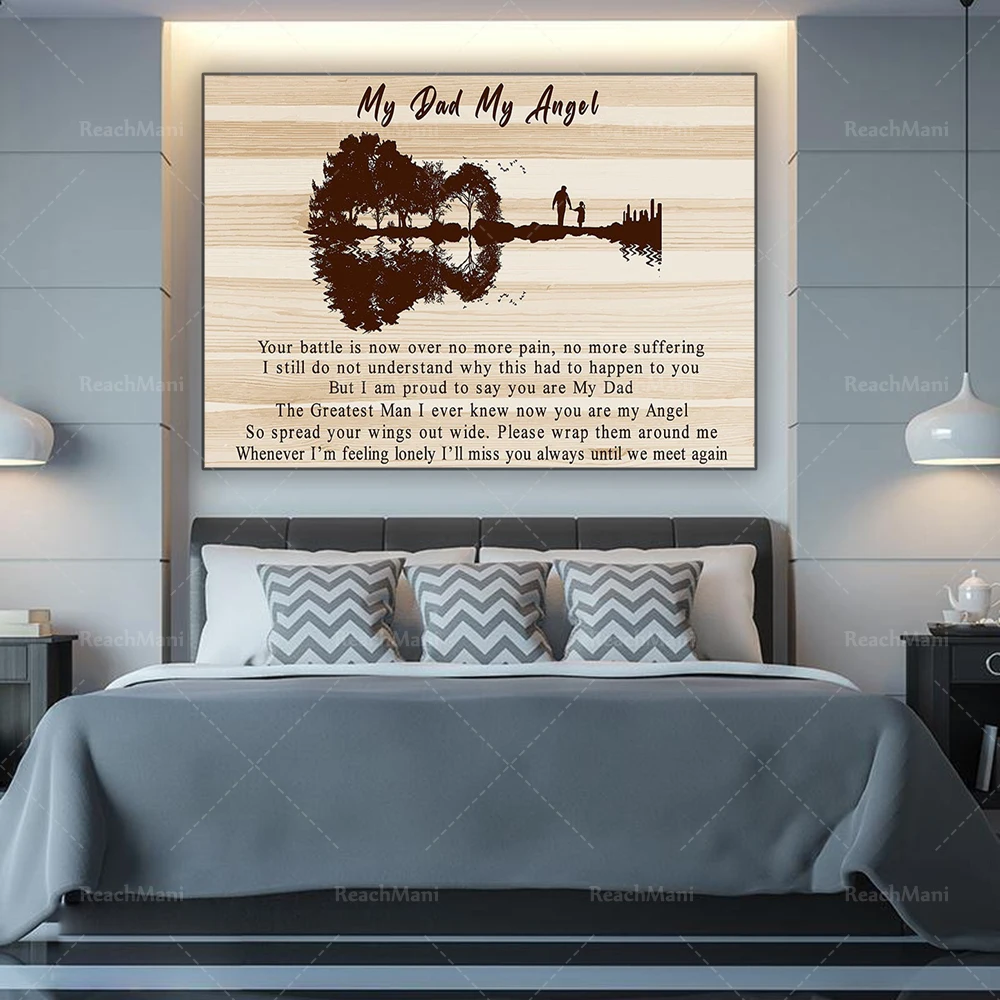 

Angel poster for my dad, my dad my angel wall art, vintage guitar poster, happy father's day gift, music dad poster, guitarist d