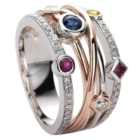 huiran fashion cross female finger ring jewelry whiteyellow bluerose red cz shine stone evening party accessories stylish gift