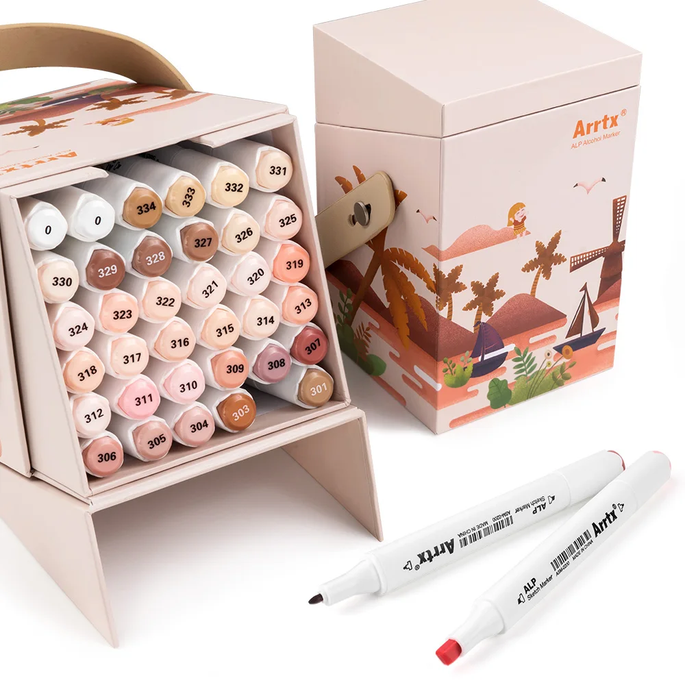 Набор фломастер Arrtx Skin Tone 36 цветов набор спиртовой Двойные наконечники маркеры