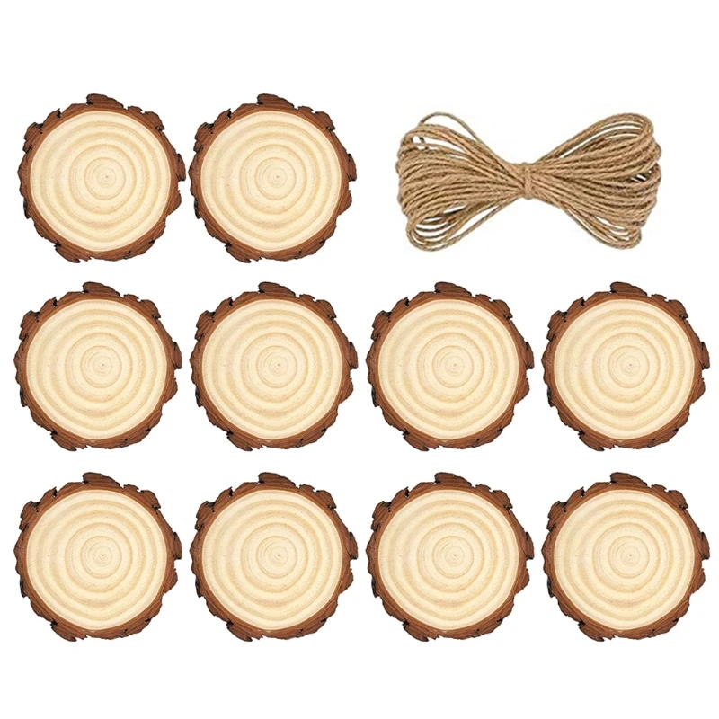 

Natural Wood Slices 10 Pcs 2.0-2.4 inches Craft Unfinished Wood and Rope for Arts Wood Slices Christmas Ornaments DIY Crafts