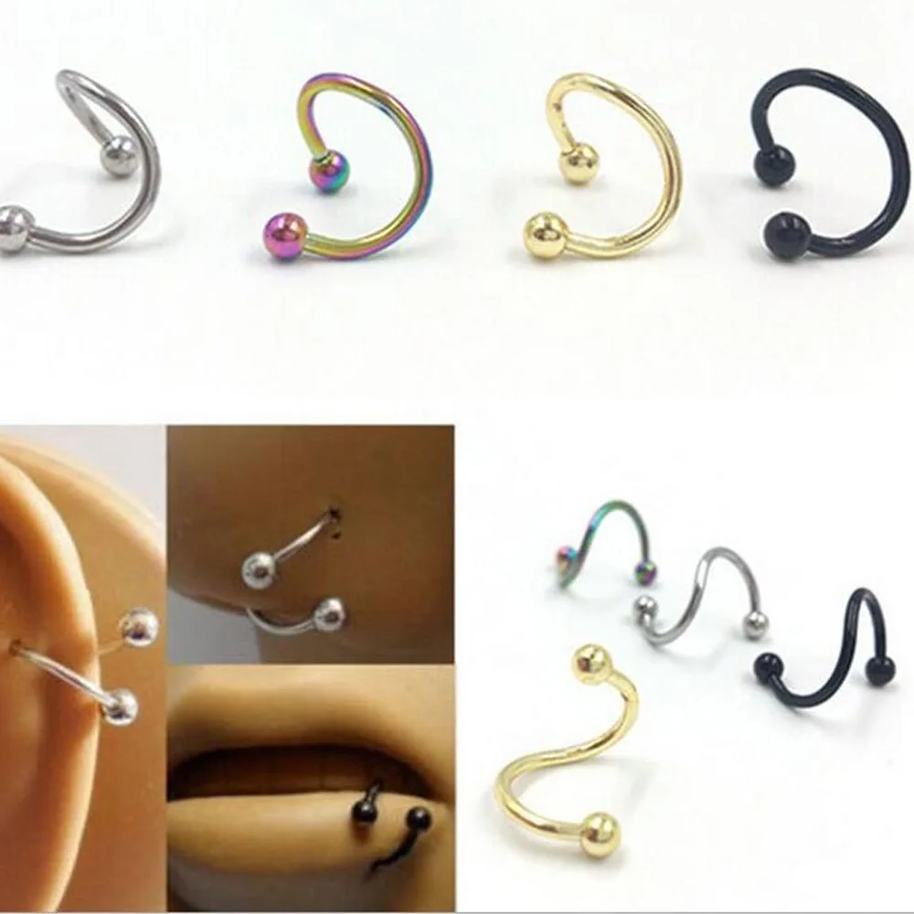 Комплект из 2 предметов двойной шары витой спиральный для хряща серьги