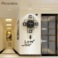 meisd creative wall clock modern square watch black stickers home decor room horloge silent living room decoration free shipping