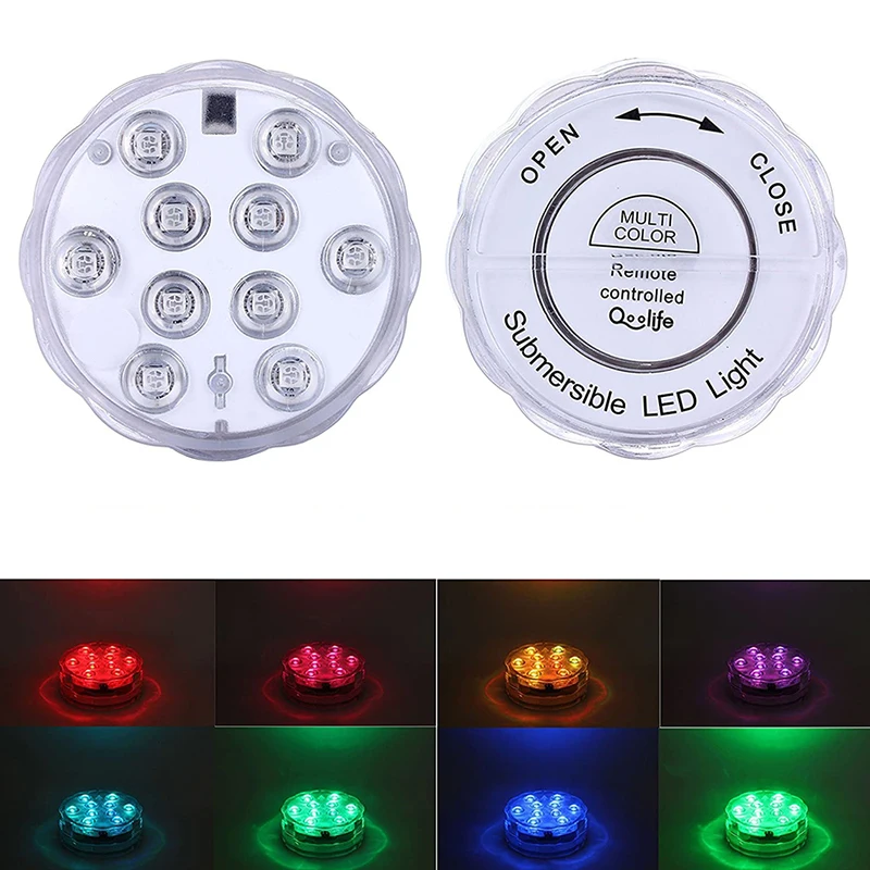 

10 Led Remote Controlled RGB Submersible Light Battery Operated Underwater Night Lamp Outdoor Vase Bowl Garden Party Decoration