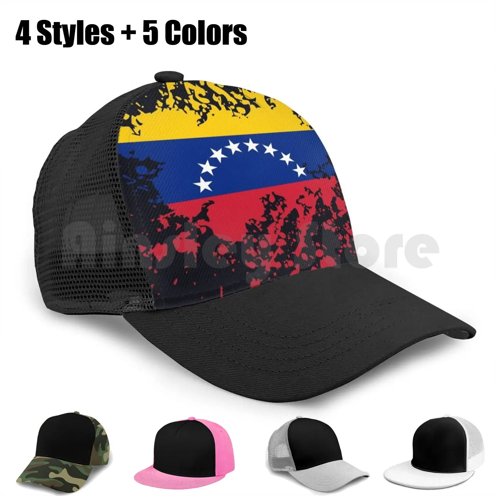

Venezuela Flag Ink Splatter Baseball Cap Unisex Mesh Casual Print Adjustable Venezuela Flag Ink Splatter Patriotic Cool Modern