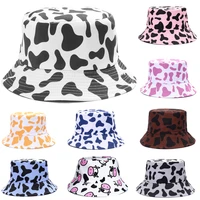 summer reversible cow print bucket hat women outdoor travel sun hat sun protection fisherman cap fashion shading panama selling