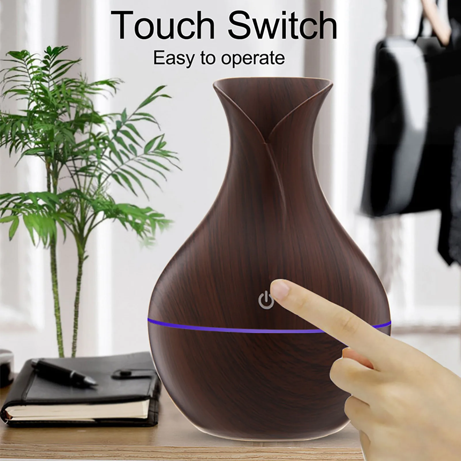 Electric Humidifier Essential Aroma Oil Diffuser Ultrasonic Wood Grain Air Usb Mist Maker With Led Light hogar | Дом и сад