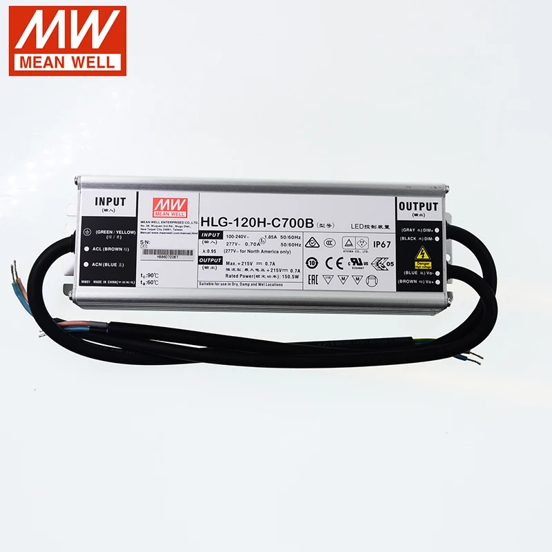 Светодиодный драйвер MEAN WELL HLG 120H C700B 107 в ~ 215 150 мА Вт с регулировкой яркости