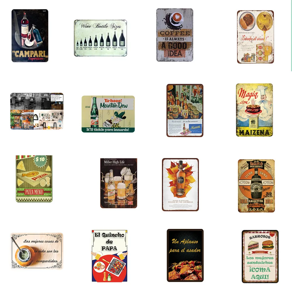 Кофейное пиво пицца Ad жестяные знаки винтажная металлическая живопись винтажный