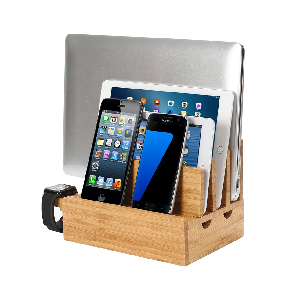 ICozzier 4 слотовая бамбуковая подставка для часов съемная многоустройственная