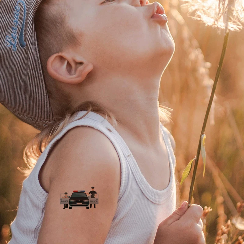 Детская Татуировка Временная наклейка полиция патруль пикап полицейский герой