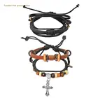 Кожаный ремешок для Mi Band 6 5, сменный ремешок для часов в стиле ретро, стильный Плетеный ремешок на запястье с резным крестом