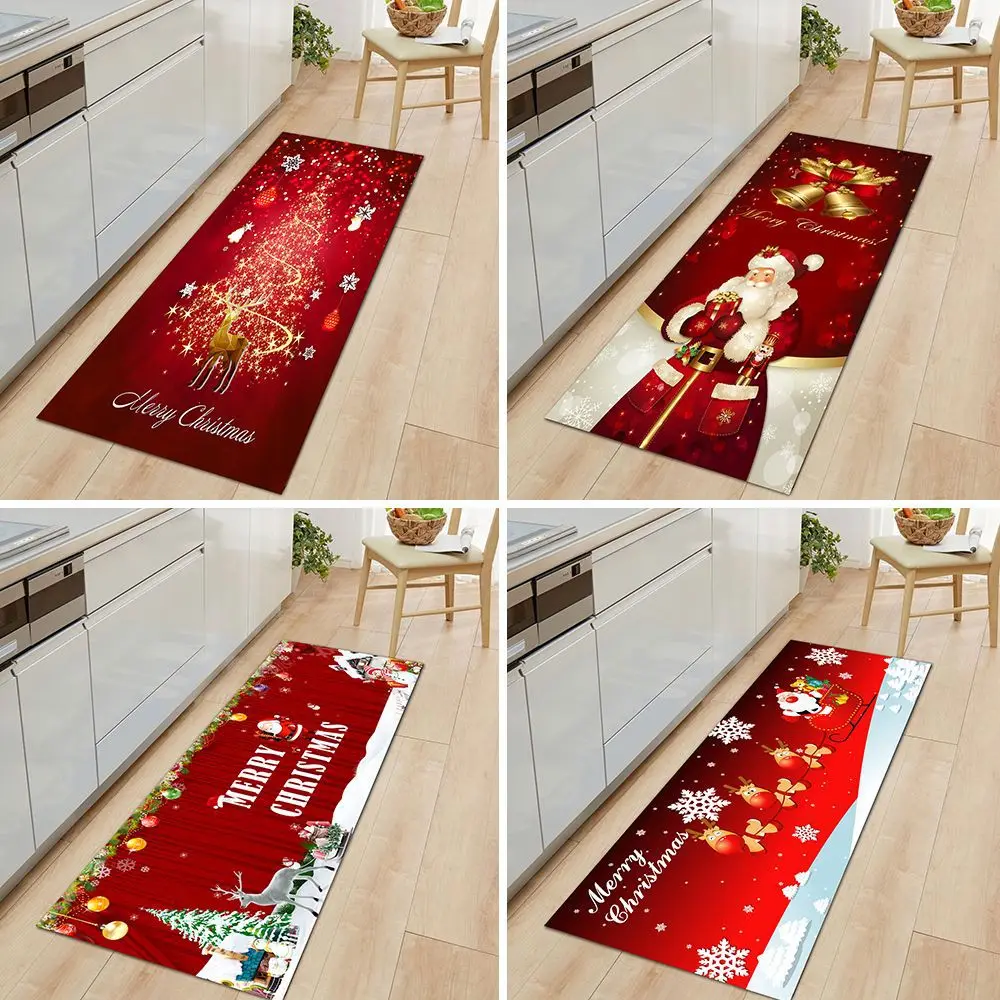 

Merry Christmas Welcome Doormats Indoor Home Carpets Decor 40x120CM Kitchen Mat Bath Carpet Bedroom Living Room Floor Mat