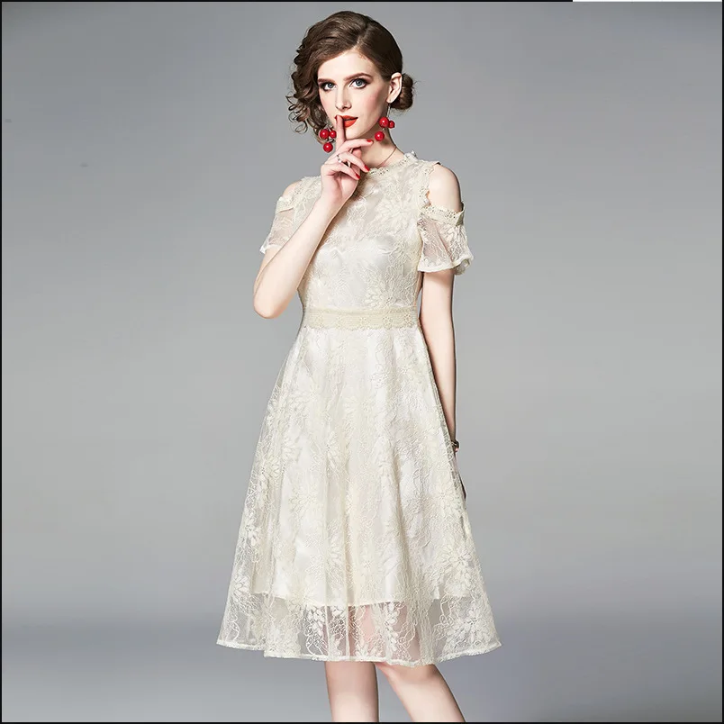 2019 Для женщин оборками кружевные вечерние платья с цветочным принтом