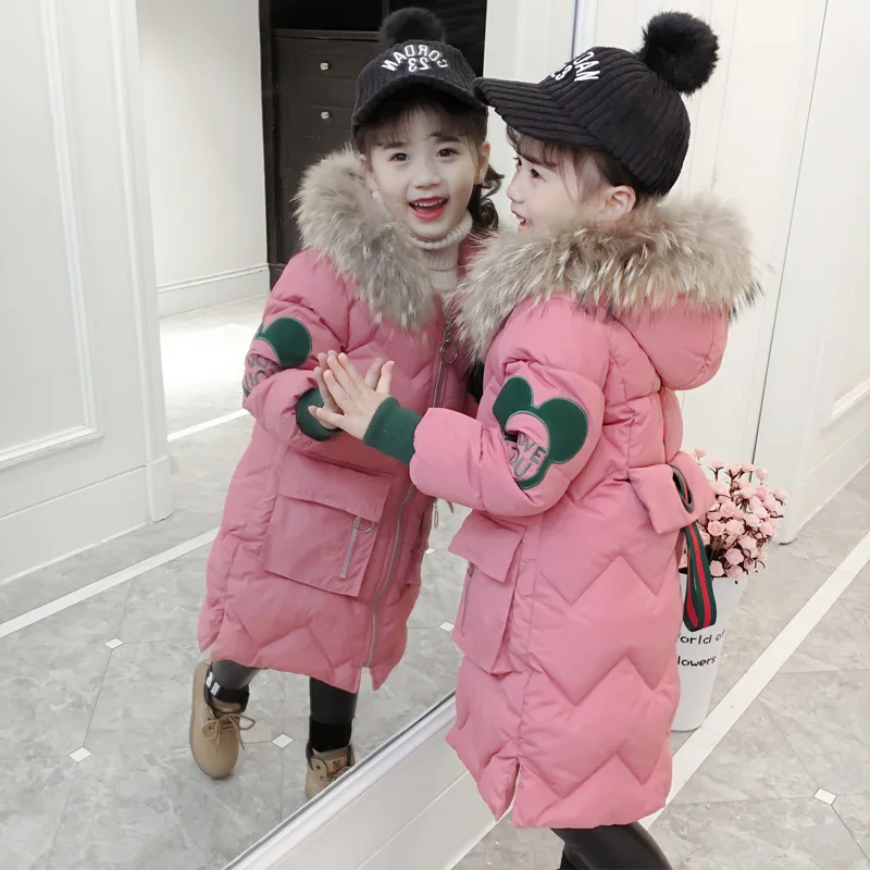 Пуховики для девочек теплая верхняя одежда малышей плотные пальто ветрозащитные