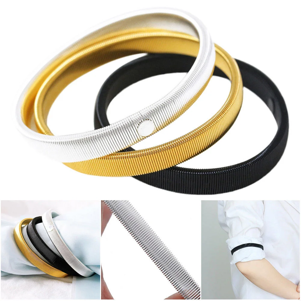 Fashion Wristband Ladies Shirt Sleeve Holders Metal Arm Bands Hold Ups Garter Shroud Ring Men Bracelet Elastic Hoop Armband