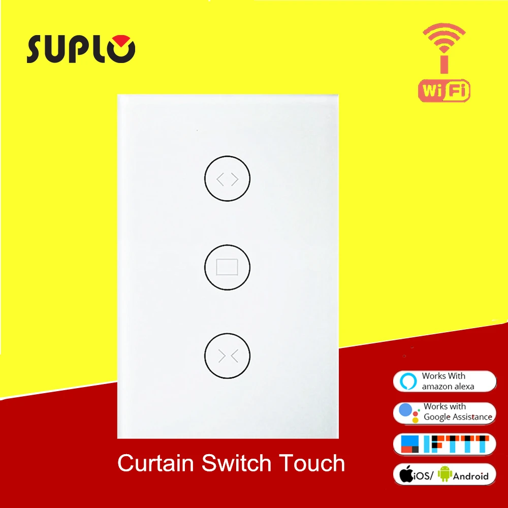 SUPLO US Smart WiFi Curtain Switch Touch APP Remote Control Works with Alexa and Google Home or Electrical Roller Blinds от AliExpress WW