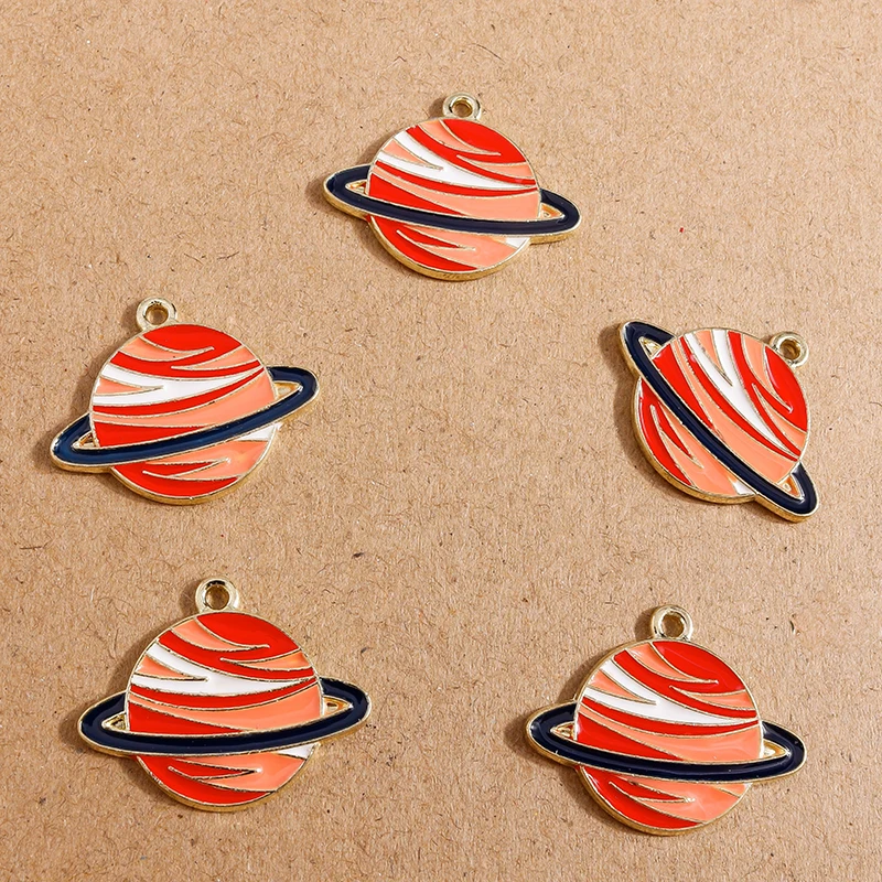 

10pcs 27*22mm Zinc Alloy Enamel Planet Charms for DIY Jewelry Making Necklaces Earrings Bracelets Handmade Crafts Accessories