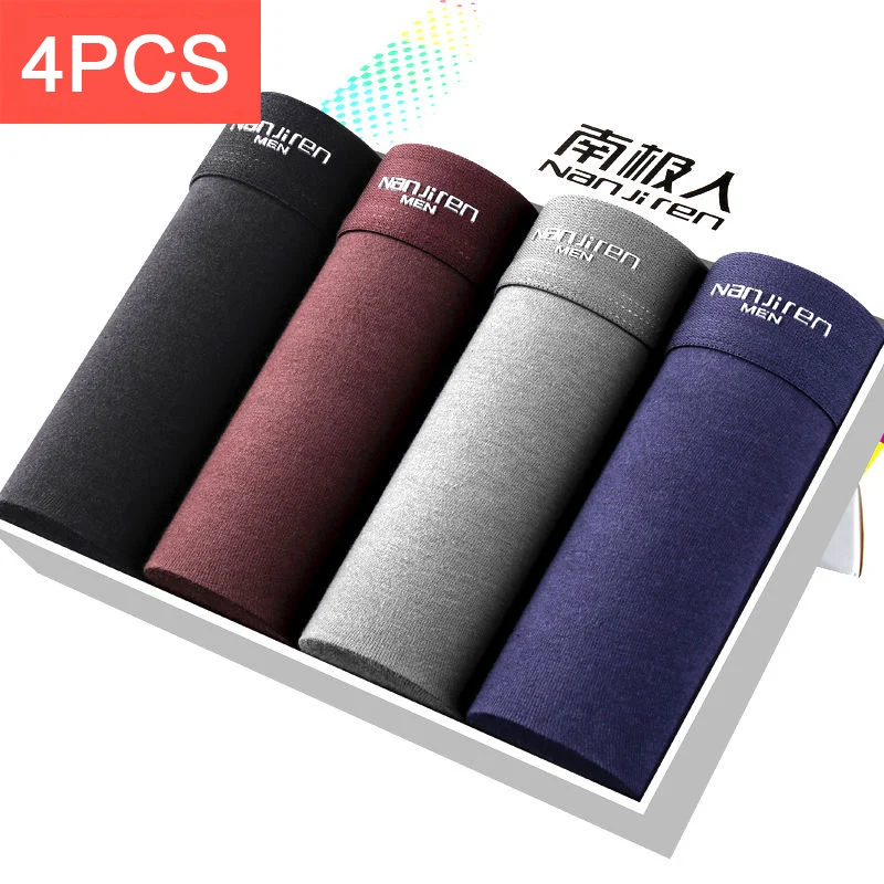 4pcs Mens Underwear Boxers Fashion Sexy Solid Men Underpants Boxer Shorts Comfortable Modal Male Panties Pouch Sheath Underpants