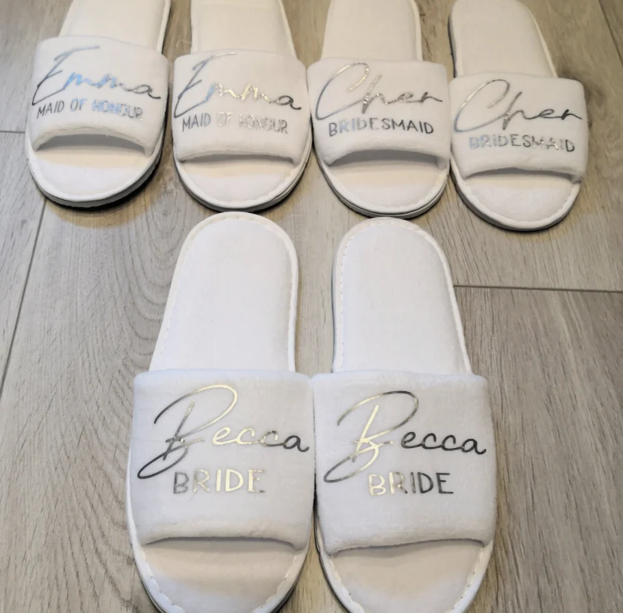 Индивидуальный подарок для подружки невесты свадебные тапочки с открытым носком