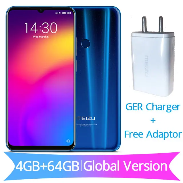 Global version Blue Глобальная версия Meizu Note 9, 4 Гб ОЗУ, 64 Гб ПЗУ, Смартфон Snapdragon 675, четыре ядра, 6,2 дюйма, HD, полный экран, две камеры, быстрая зарядка - Цвет: Global version Blue