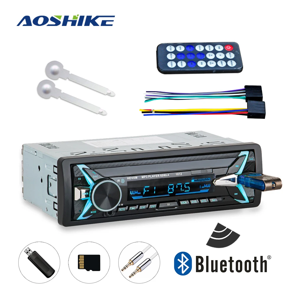 AOSHIKE 12V автомобильный аудио стерео Радио Bluetooth V3.0 In-dash 1 Din FM Aux вход приемник SD TF USB MP3