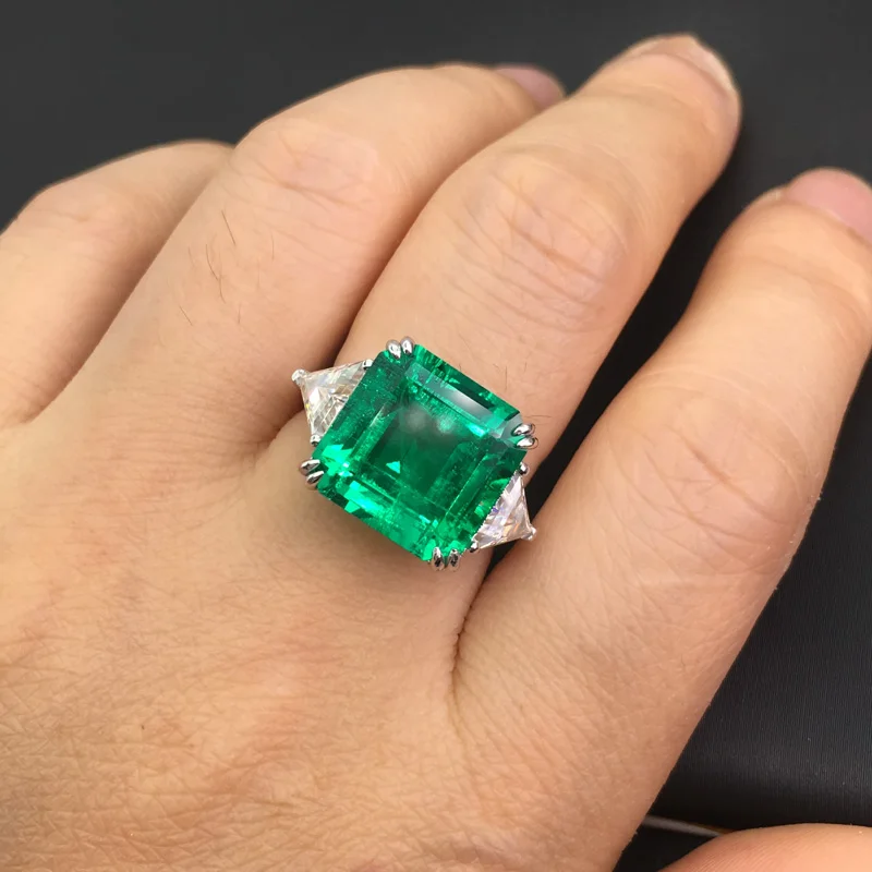 

CSJ Fine Jewelry Custom Made Lab Grown Emerald Ring For Diy Jewelry 18k Gold Au750 Mossanite Gem Ring For Women Party Gift