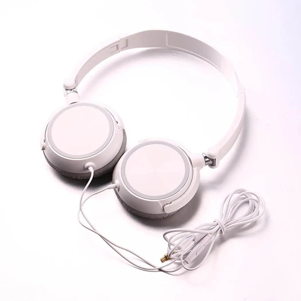 White With Mic Компьютерные наушники, проводные портативные наушники, гарнитура для телефона, басы, шумоподавление, складная с микрофоном для ios Android - Цвет: White With Mic