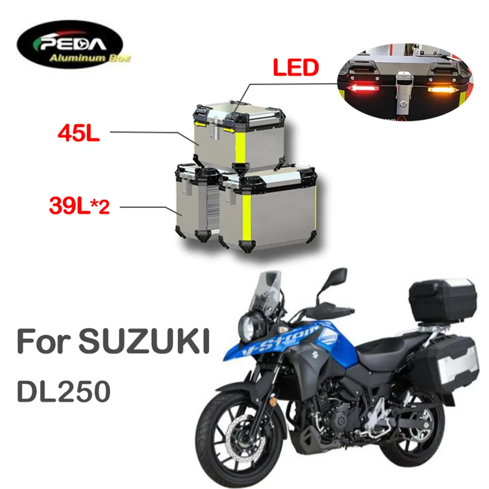 

Мотоциклетный Алюминиевый бокс со светодиодсветодиодный подсветкой, 45-литровый двойной 39-литровый задний боковой Чехол Pannier для скутера ...