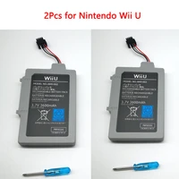 2pcs 3 7v 3600mah rechargeable battery pack for nintendo wii u console arr 002 replacement gamepad batteries with screwdriver