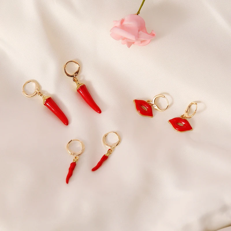 

Red Chili Pepper/Lip Drop Earring Delicate Trend Wedding Gift Women Girl Fashion Jewelry Gift for Birthday Christmas LL@17