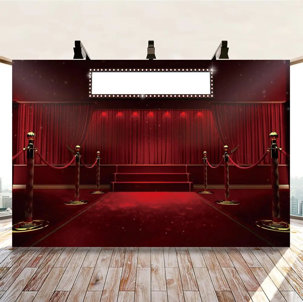 

Hollywood Red Carpet Ceremony Stage Backdrop Photography Baby Birthday Party Photographic Background For Photo Studio