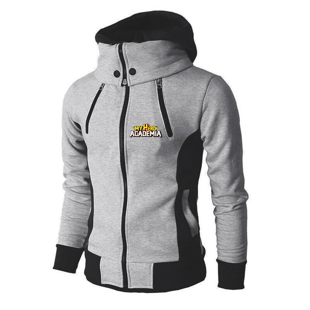 

New Men Anime My Hero Academia Print Hooded Hoodies Muscle Sportswear Fitness Pocket Male Wild Sweatshirts Zipper Coats