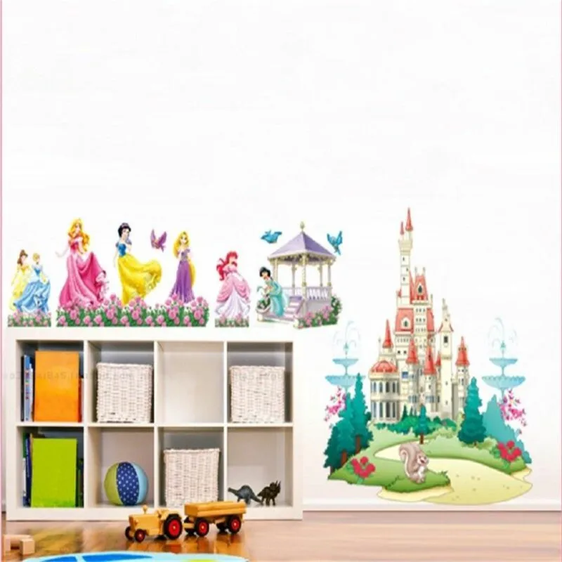 Новое поступление рисунком семи принцесс замок 3d наклейки на стену большие