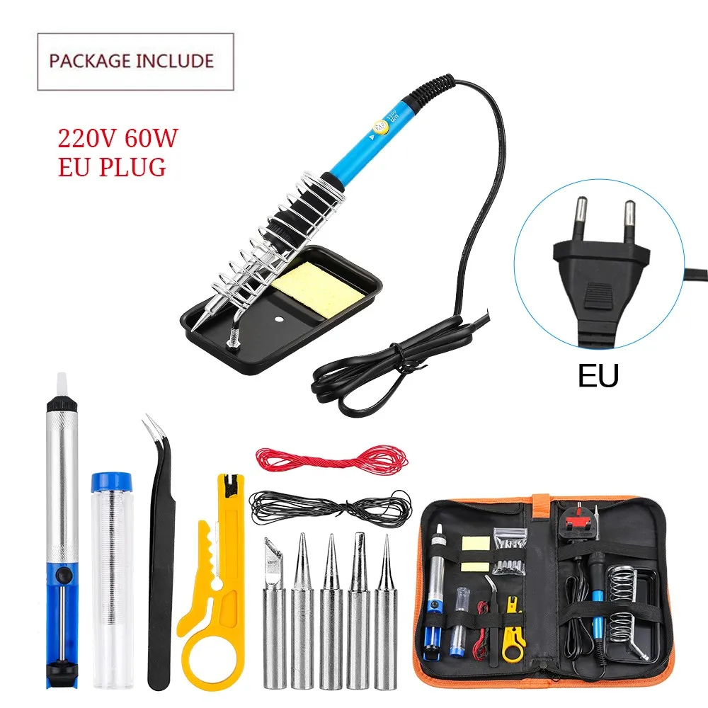 

15Pcs/set Electric Soldering Iron Kit 60W Adjustable Temperature 900M Soldering Iron Tips Soldering Station Welding Rework Tool