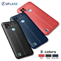 uflaxe soft silicone shockproof case for realme c21 c25 c20 c17 c15 c12 c11 c3 litchi texture ultra thin cover