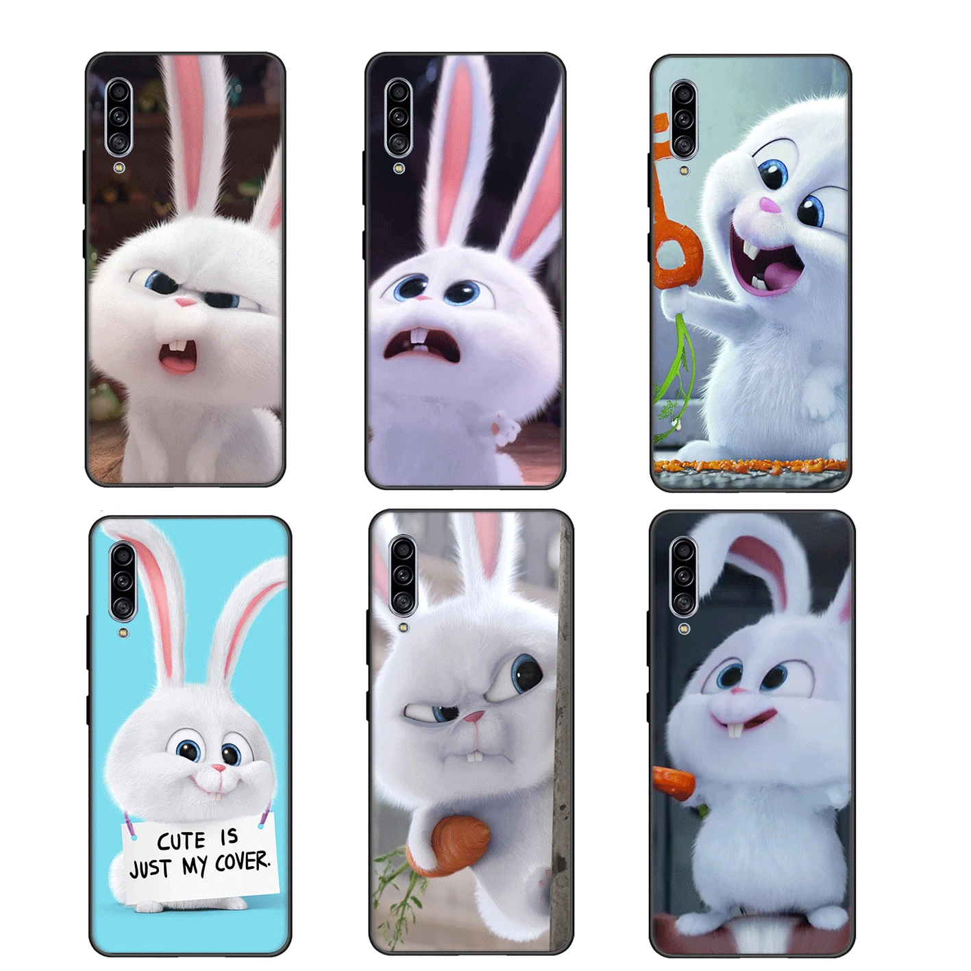 Cute rabbit Silicone black Phone Case For Samsung Galaxy S6 S7 Edge S8 S9 S10 S20 Plus Lite S10E Ultra Cover | Мобильные телефоны и