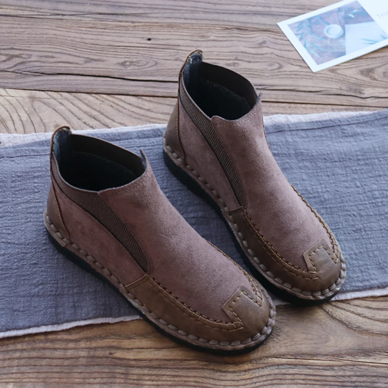 Женские ботинки с мягкой подошвой осенняя Новинка 2019 короткие в стиле ретро Mori