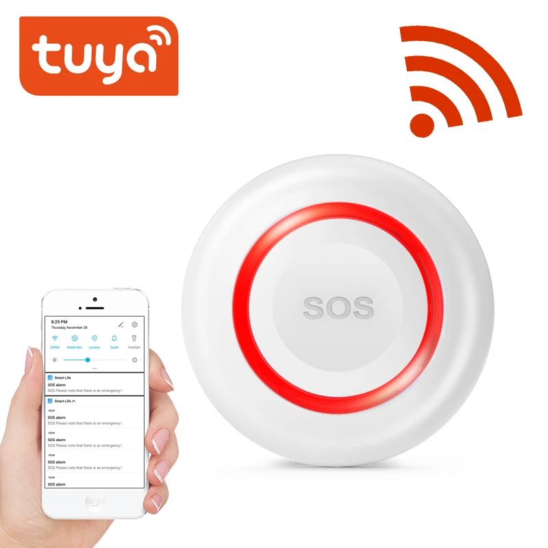 

WiFi SOS Emergency Button Alarm For Old People Security Help Smart Home SOS Button Alarm Sensor Wireless 2.4G Tuya App Notice