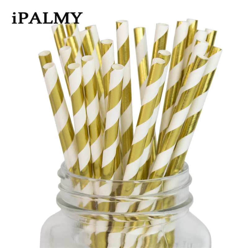 100 шт. экологически чистые биоразлагаемые полосатые соломинки ipalmay розовые
