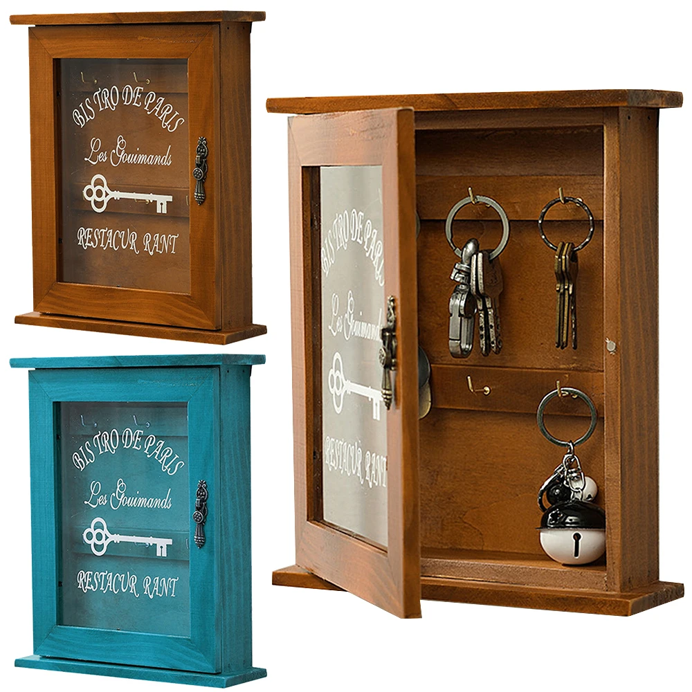 Pastoral Style Key Rack With 6 Hooks For Home Office Cabinet Wooden Holder Box Wall Mounted Decorative Decor | Дом и сад