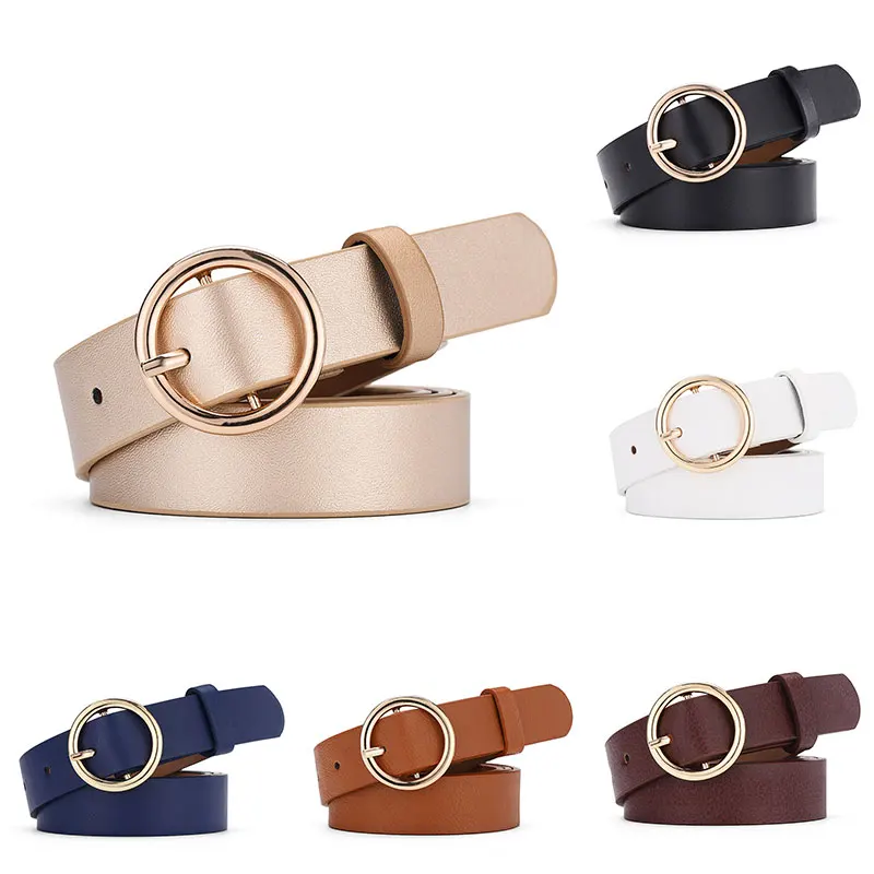 

Fashion Classic Round Buckle Ladies Wide Belt Women's Design High Quality Female Casual Leather Belts For Women Men Jeans