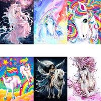 fsbcgt cartoon animal unicorn pictures diy painting by numbers adults hand painted on canvas coloring by numbers wall art decor