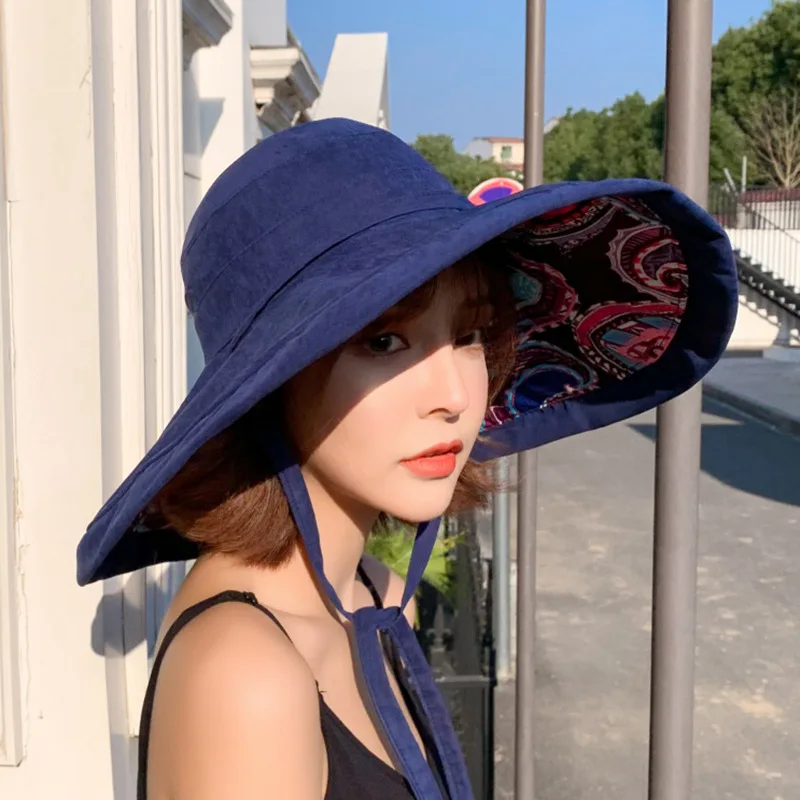 Fisherman Hat Reversible Beach Style Bohemian Foldable Bucket Hat Sun Caps Bob Basin Casual Outdoor Hat