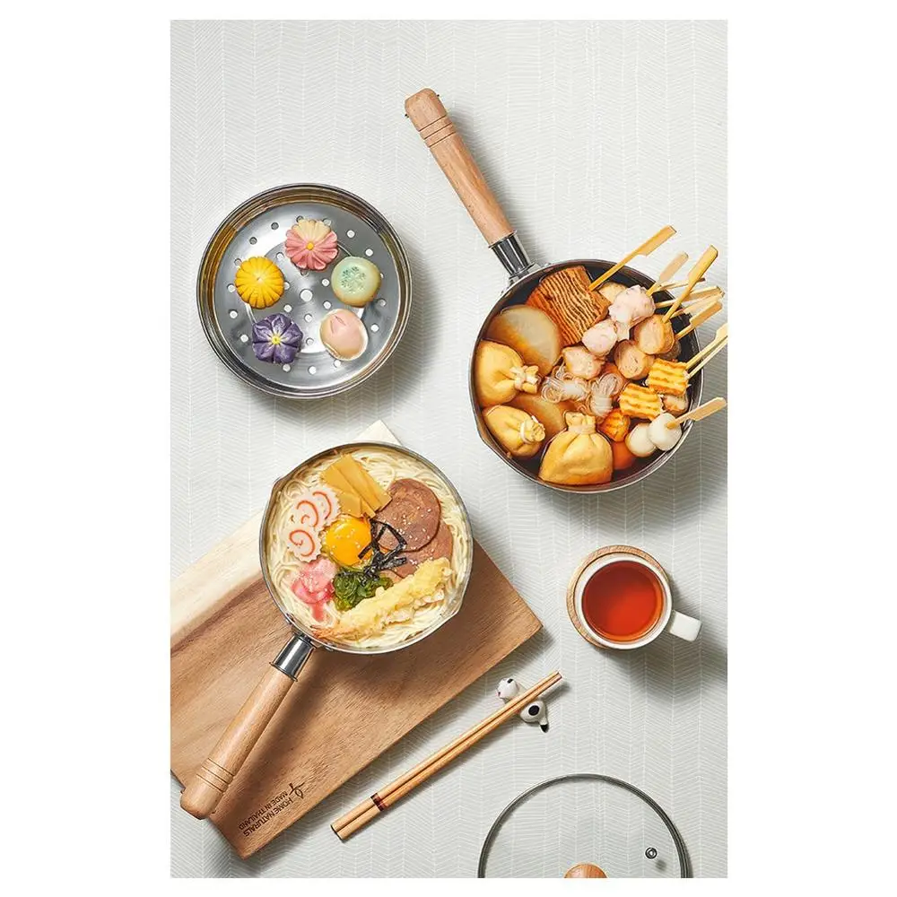 

Japanese Pan Non-stick Pan Noodle Pot Milk Pot with Wooden Handle for fried Chicken Vegatables Soup Kitchen Cooking Tools